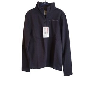 Marmot Drop Line Half Zip Fleece Pullover Mens Medium Black M13193-001 NWT